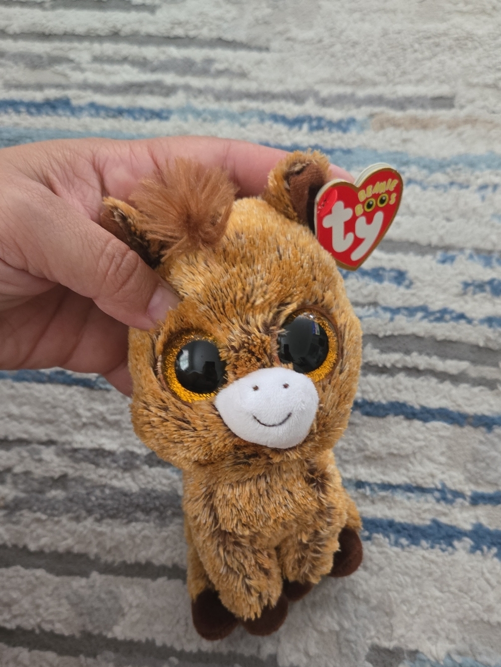 Ty Beanie Boo Brown Giraffe Plush with Gold-Rimmed Eyes